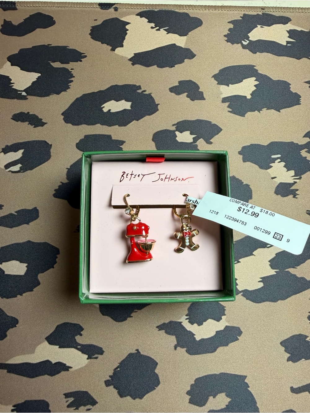 Betsey Johnson Holly Jolly Mixer Gingerbread Christmas Earrings